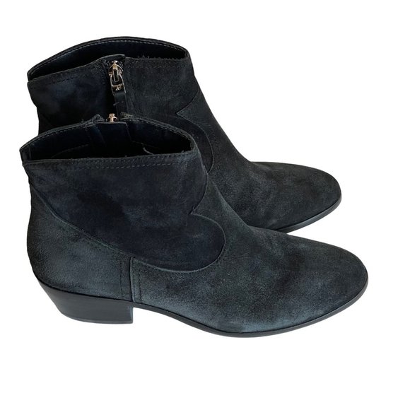 Sam Edelman Shoes - Sam Edelman Peggy Ankle Bootie Womens Size 7M Black Suede Side Zip Stacked Heel